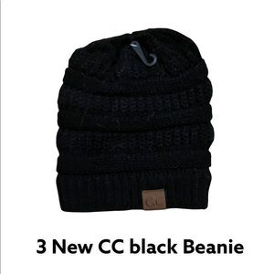 3 New CC beanie hats black